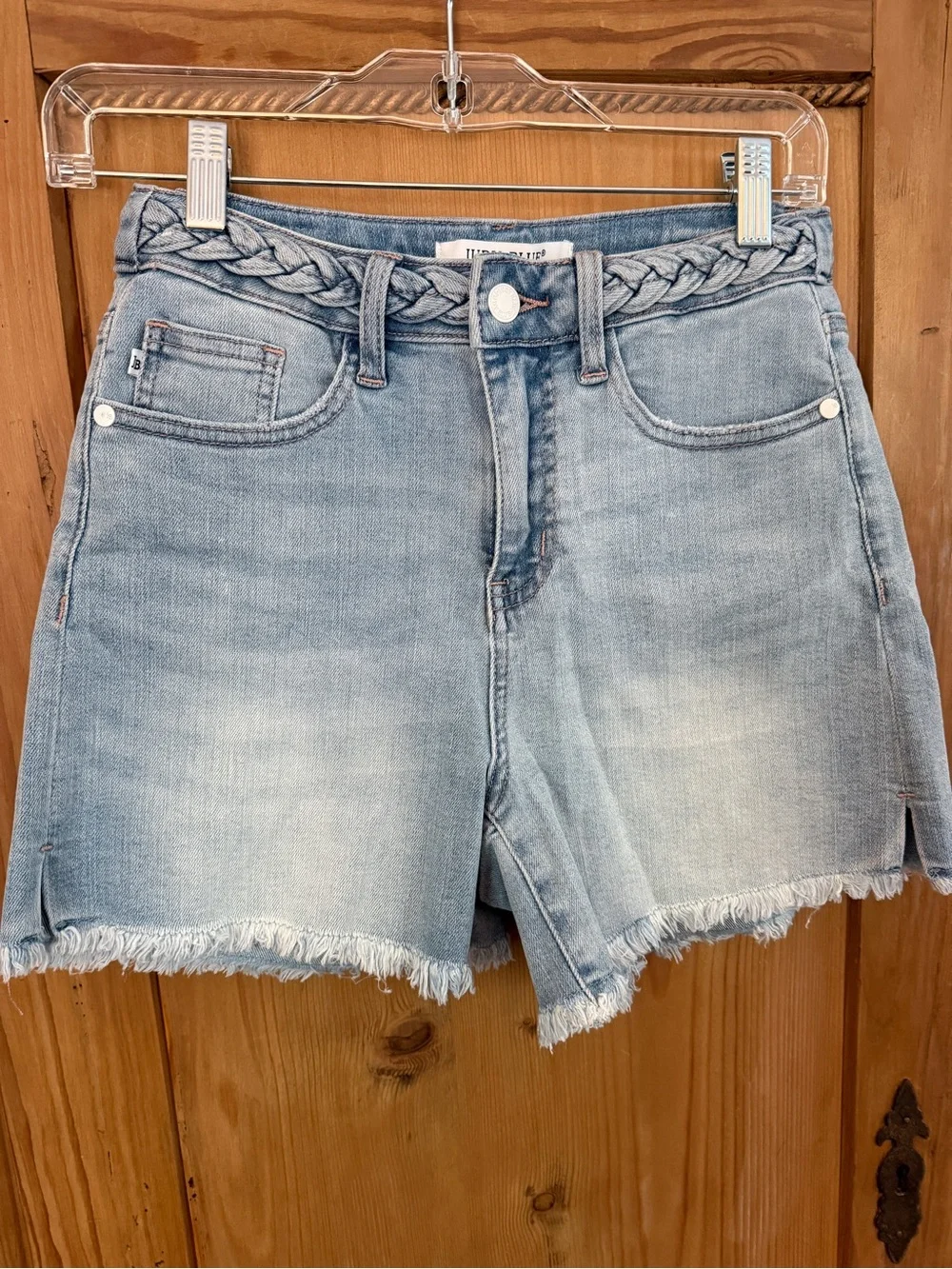 Judy Blue Light Blue Braided-Waist Denim Shorts